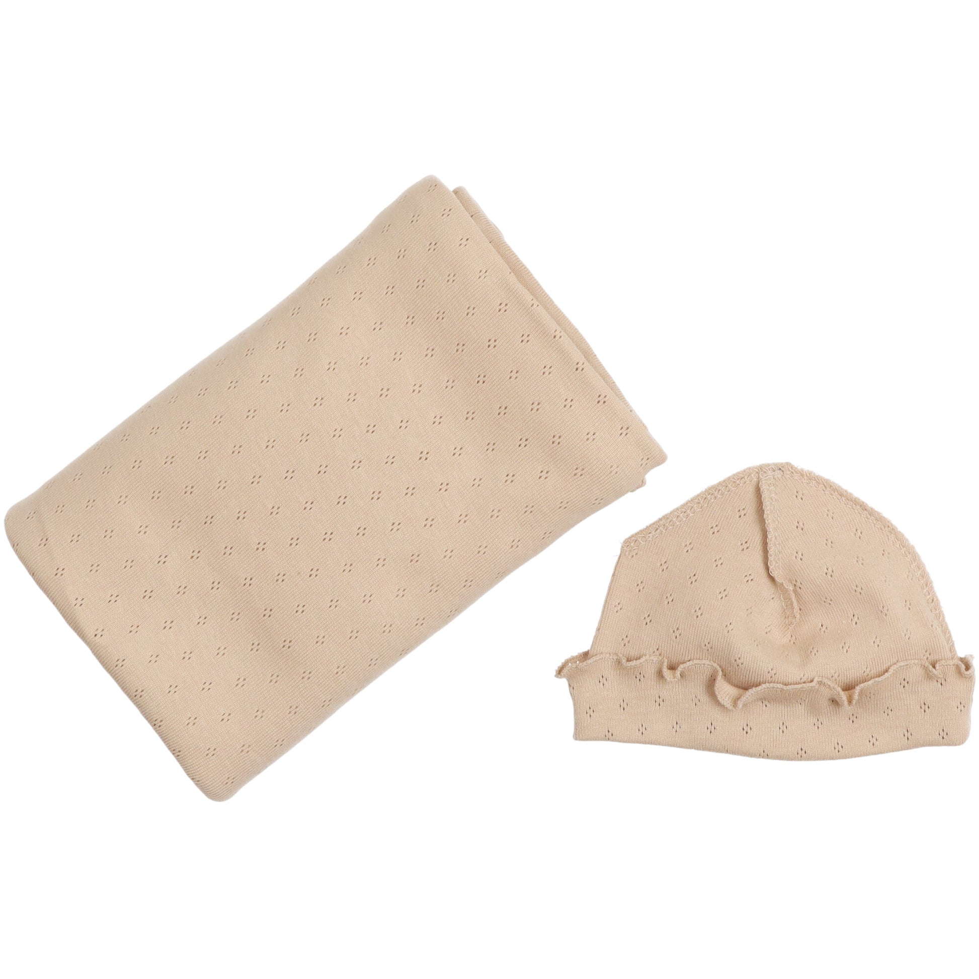 coperta-e-cappellino-per-neonati-ideale-per-la-clinica-colore-neutro-in-cotone-traforato