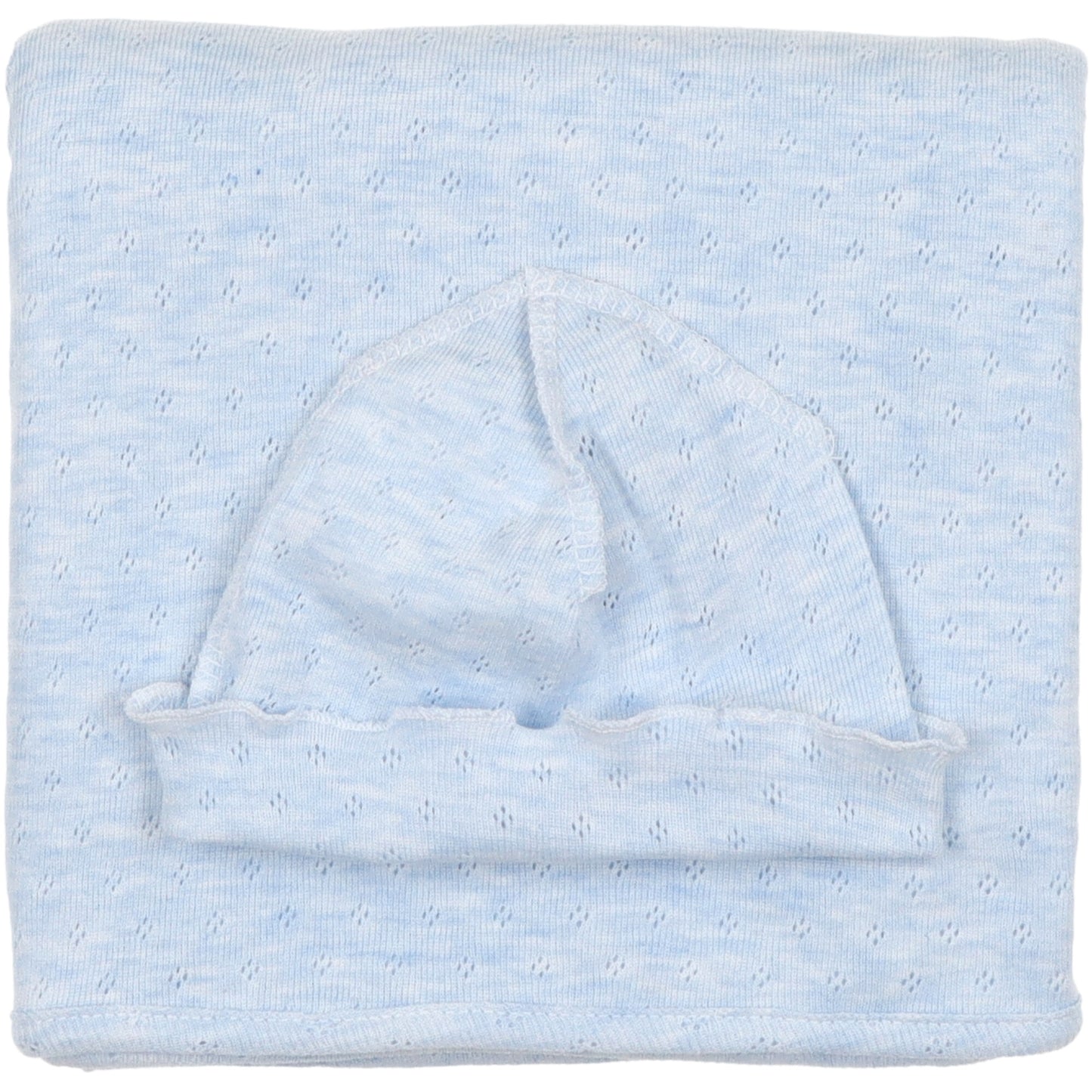 set-clinica-per-neonato-in-cotone-traforato-colore-azzurro-tenue-coperta-e-cappellino
