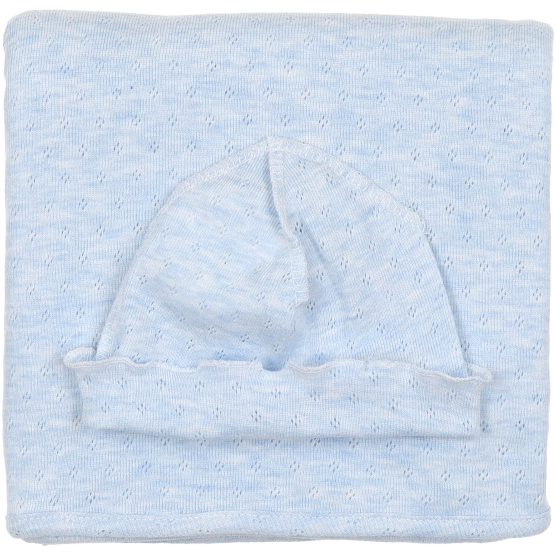 set-clinica-per-neonato-in-cotone-traforato-colore-azzurro-tenue-coperta-e-cappellino